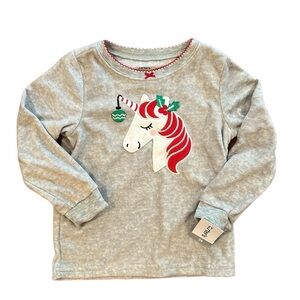 NWT Gray Fleece Holiday Unicorn Top Size 3T